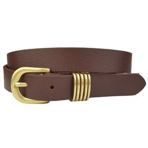 1" Gold Buckle and Loop Belt in Genuine Leather